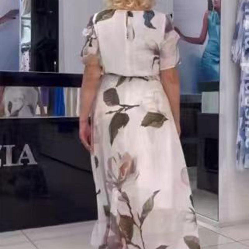 🌸Fashionable Wear🌸Damen fließendes Kleid mit Blumenmuster und Gürtel✈️ Kostenloser Versand bei 2 Einkäufen ✈️