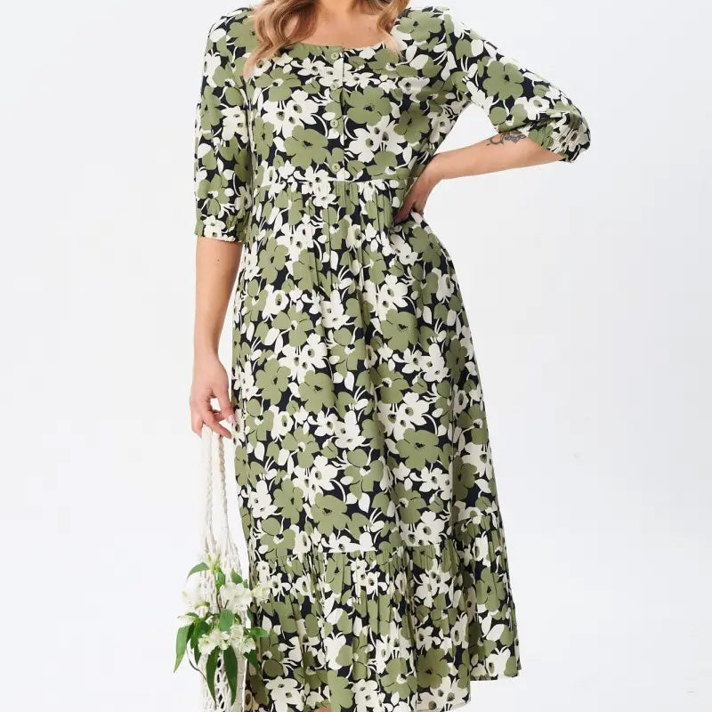 ⏳Begrenzte Zeit 50% Rabatt💥Damen Casual Floral Slim Half Sleeve Kleider
