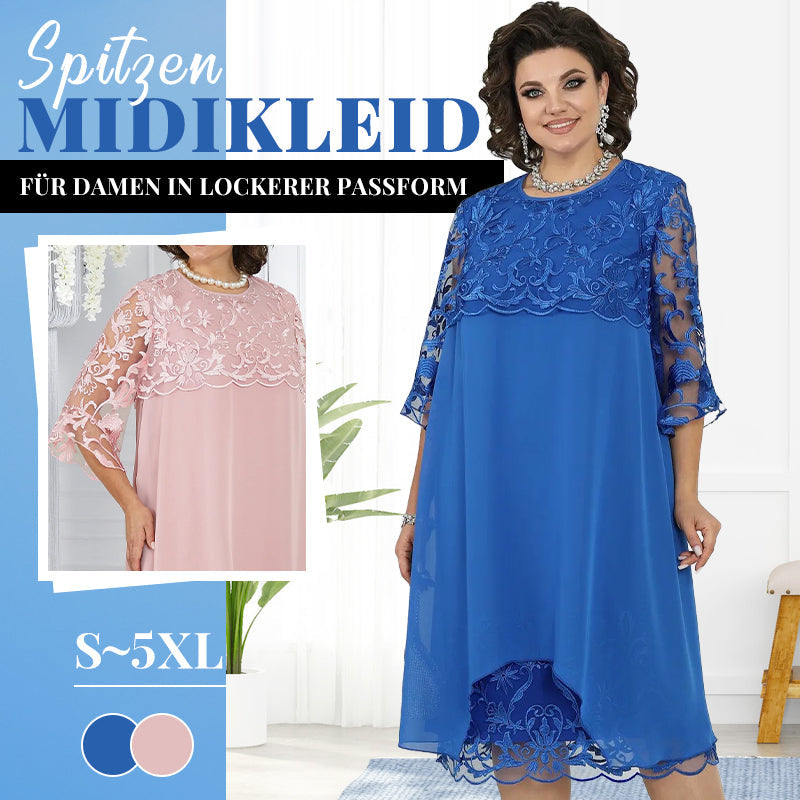 🌸💗Limited Time Half Price Offer💖Spitzen-Midikleid für Damen in lockerer Passform✈️ Kostenloser Versand bei 2 Einkäufen ✈️