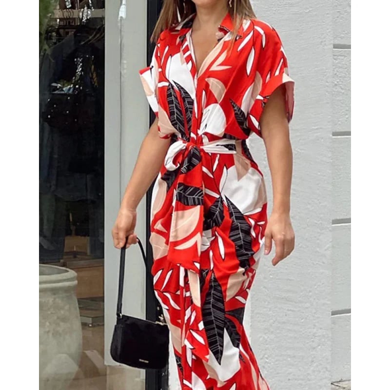 💥Sichern Sie sich heute 50% Rabatt!💥🔥Lässiges Hemdkleid mit Reverskragen und Taillenaufdruck✈️ Kostenloser Versand bei 2 Einkäufen ✈️
