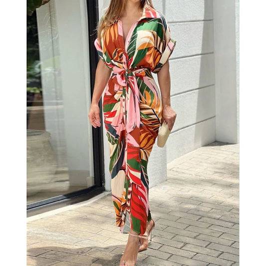 💥Sichern Sie sich heute 50% Rabatt!💥🔥Lässiges Hemdkleid mit Reverskragen und Taillenaufdruck✈️ Kostenloser Versand bei 2 Einkäufen ✈️