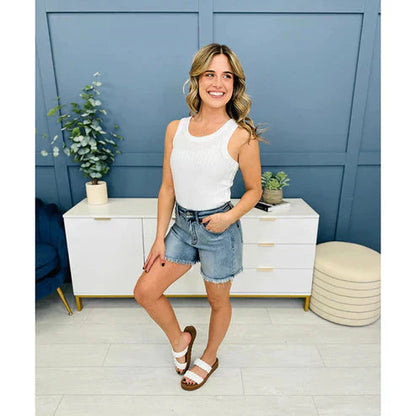 🥇LETZTER VERKAUFSTAG 50% RABATT⏳Ausgefranster Saum, abgeschnittene Jeansshorts mit hohem Aufstieg